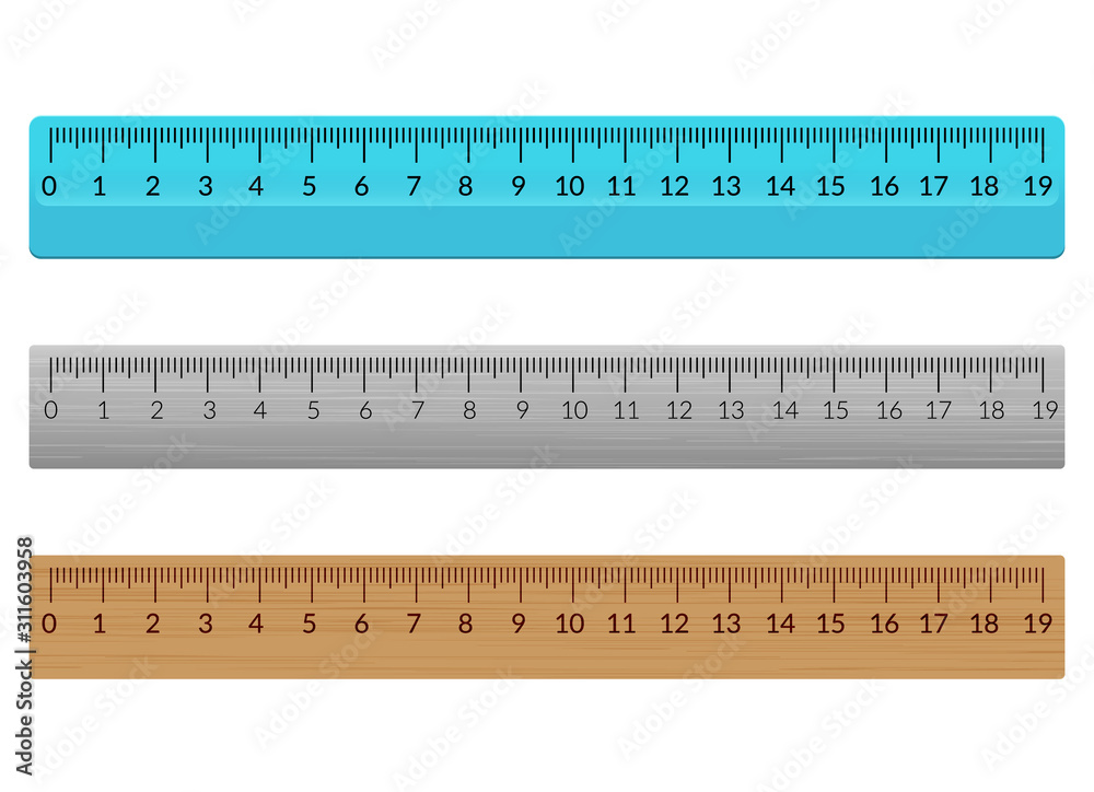 school flat Scale inch millimeter plastic wooden isolated illustration Stock Vector | Adobe Stock