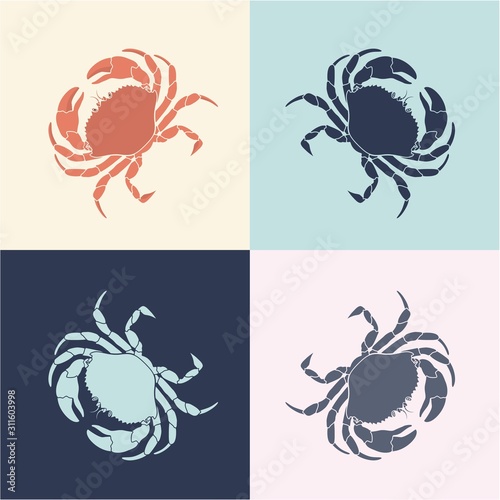 Four rab icons. Flat illustrations of crab vector icons for web design