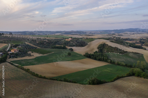 Rural landscape of farms in Tuscany by Drone © Timon