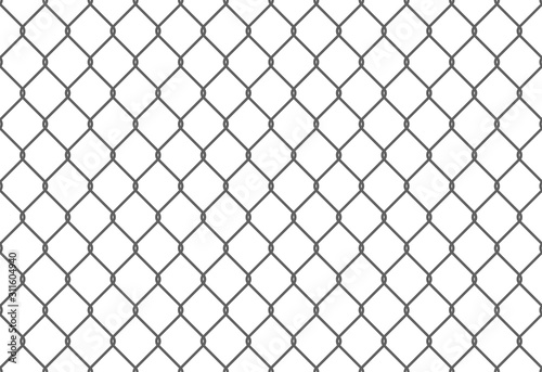 Seamless metal chain link fence. Wire vector fence pattern texture background