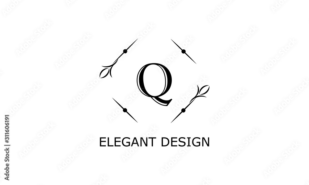 Obraz Elegant monogram design on a white background. Floral logo.