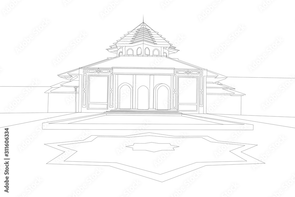 Architectural design of the mosque building