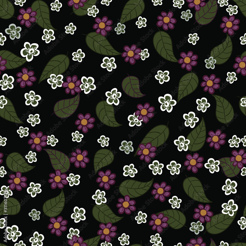 Seamless texture. Multicolor pattern of flowers and leaves. Pattern for fabric or wrapper design . Vector illustration Seamless texture. Multicolor pattern of flowers and leaves. Pattern for fabric or wrapper design . Vector illustration