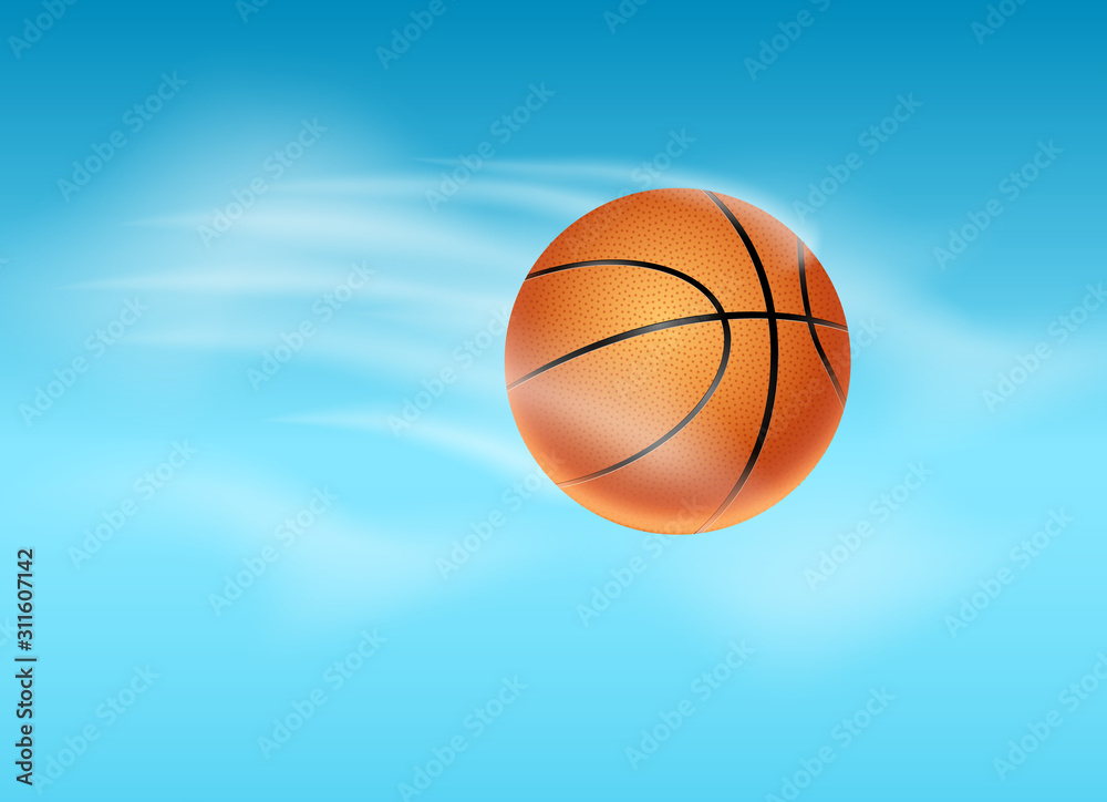 Basketball vector ball flying background illustration. Basket ball poster