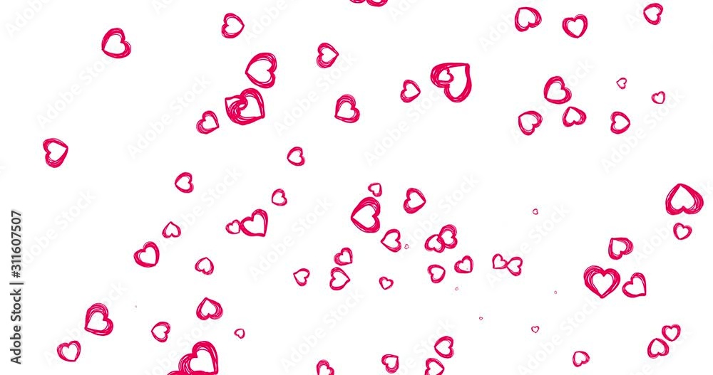 Romantic hand drawn pattern with doodle red hearts. For St. Valentines Day, Mother's Day, wedding anniversary. Wedding invitation e-card. 3D rendering animation. Seamless loop 4k video. Romantic hand drawn pattern with doodle red hearts. For St. Valentines Day, Mother's Day, wedding anniversary. Wedding invitation e-card. 3D rendering animation. Seamless loop 4k video.