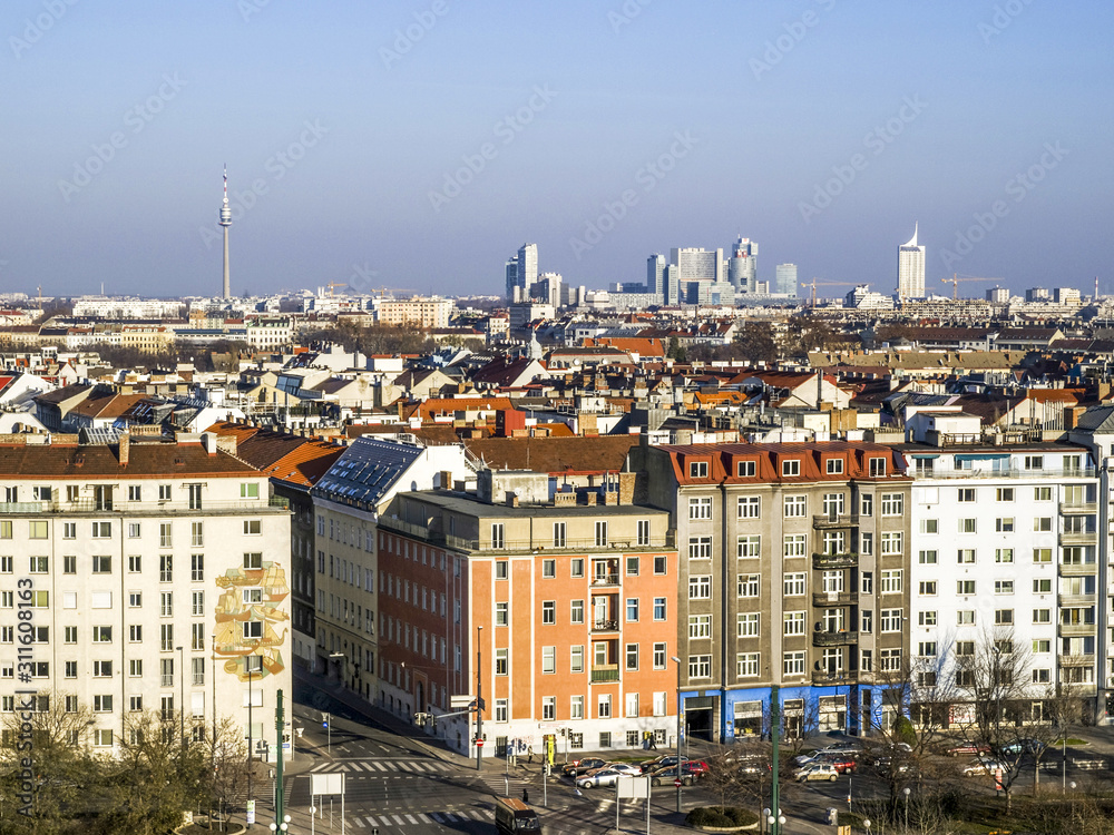 Wien, Donaukanal, Stadtansicht, Donaucity im Hintergrund, Öster
