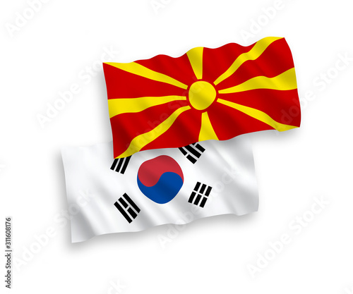 Flags of South Korea and North Macedonia on a white background
