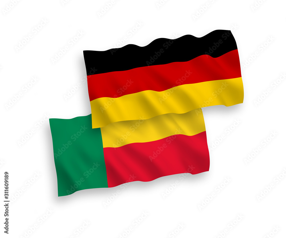 Flags of Benin and Germany on a white background Flags of Benin and Germany on a white background