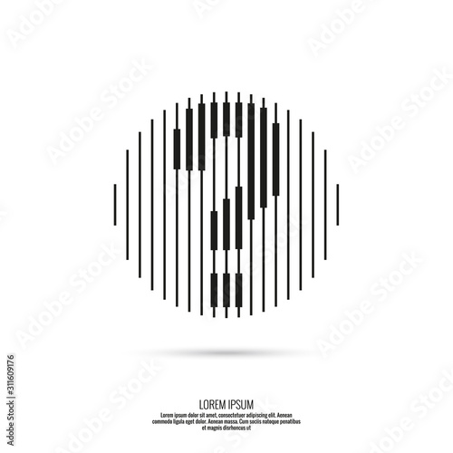 Vector question mark icon made of vertical lines. Black isolated illustration on white background. Quiz symbol.