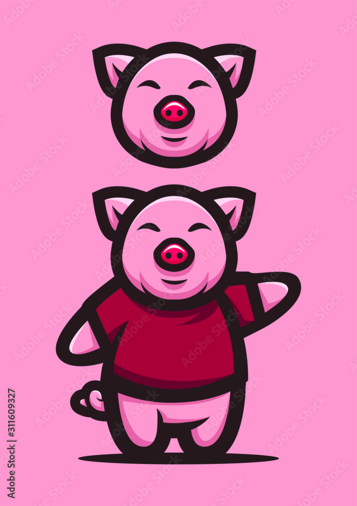 stock vector cute pink pig mascot. logo, badge, esport logo, and emblem with modern illustration concept style. stock vector cute pink pig mascot. logo, badge, esport logo, and emblem with modern illustration concept style.