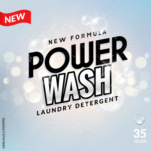 Laundry detergent background design. Clean power powder soap laundry, wash product package design