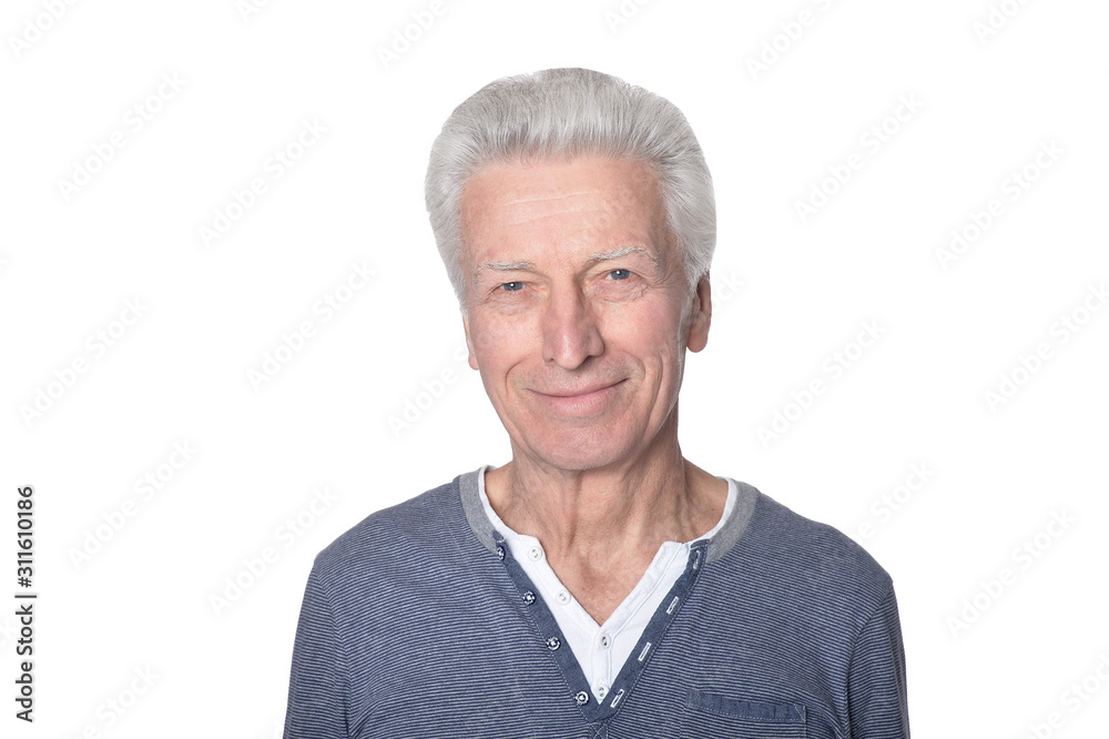 Portrait of senior man isolated on white background Portrait of senior man isolated on white background