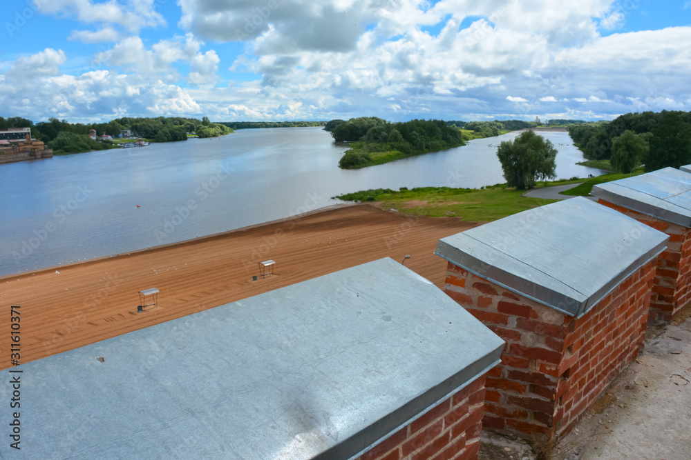 view of the Volkhov river from the walls of the Novgorod Kremlin