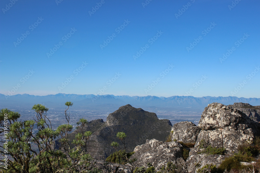 view of afrrican mountains from table mountain