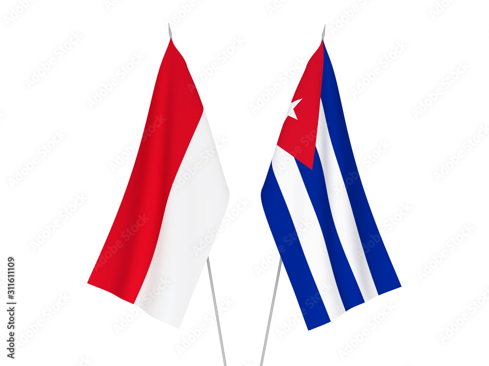 Cuba and Indonesia flags