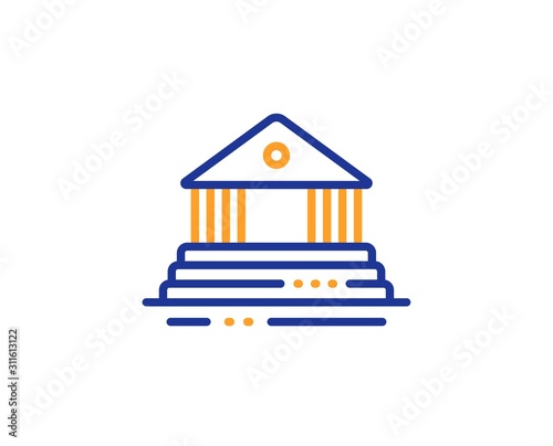 City architecture sign. Court building line icon. Courthouse, government symbol. Colorful outline concept. Blue and orange thin line court building icon. Vector