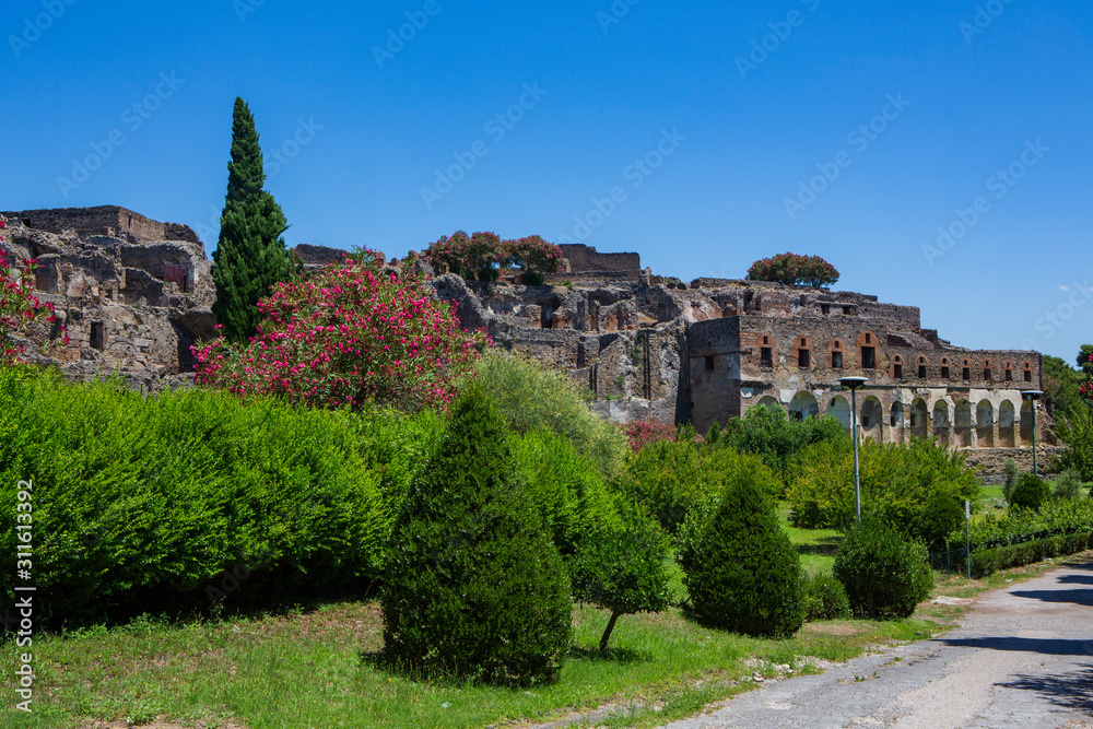 Pompeii, an ancient Roman city near modern Naples in the Campania region of Italy, that was buried under 4 to 6 m of volcanic ash and pumice in the eruption of Mount Vesuvius in AD 79. 