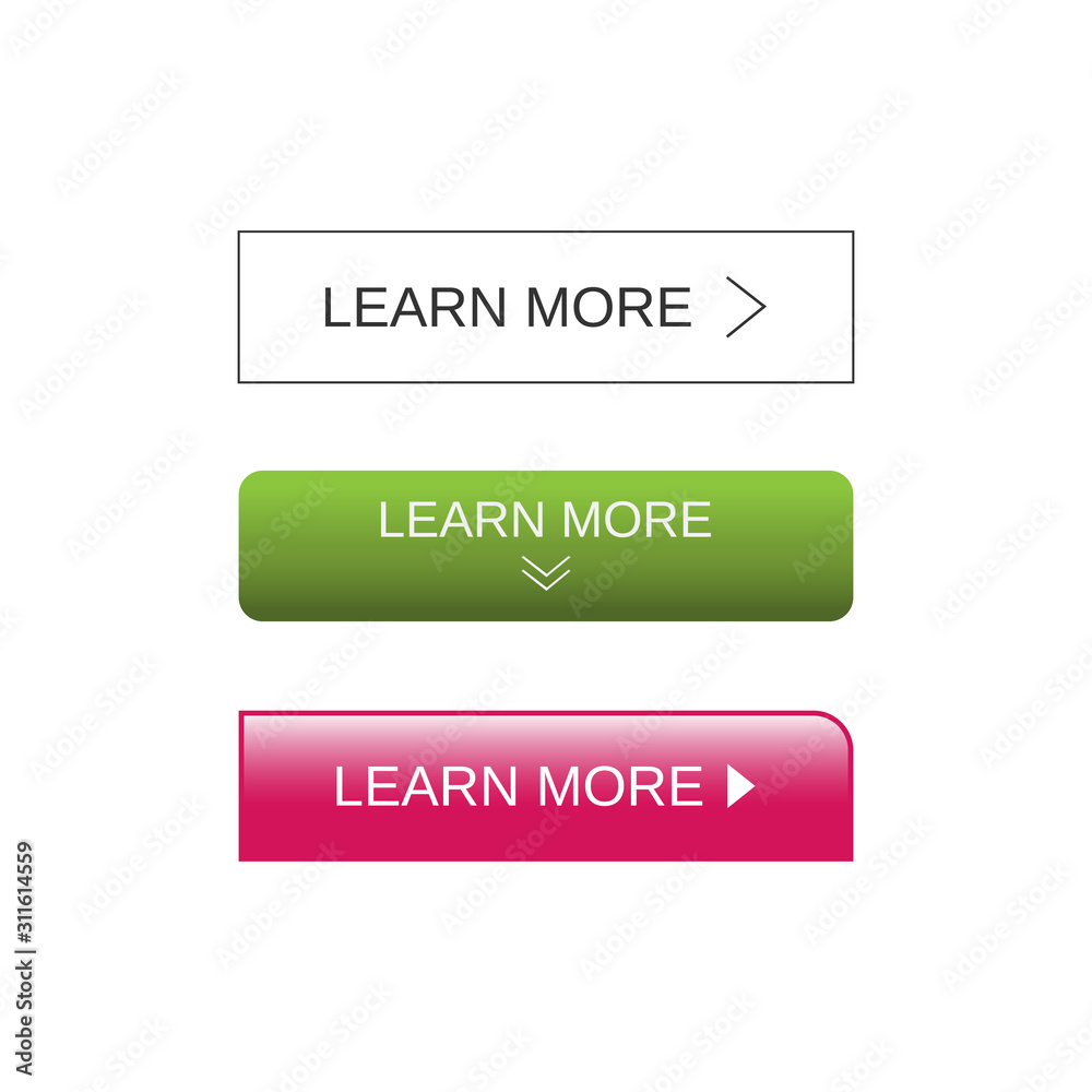 Learn more button set vector Learn more button set vector