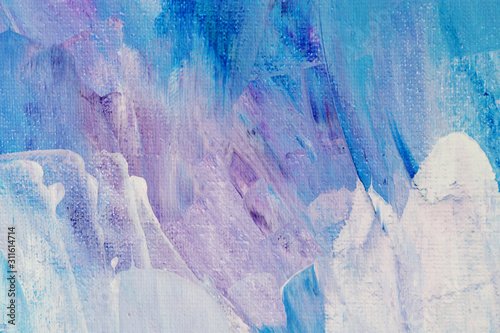 Abstract art background hand drawn acrylic painting. Brushstrokes colorful texture acrylic paint on canvas. picture for artwork design. Modern contemporary art