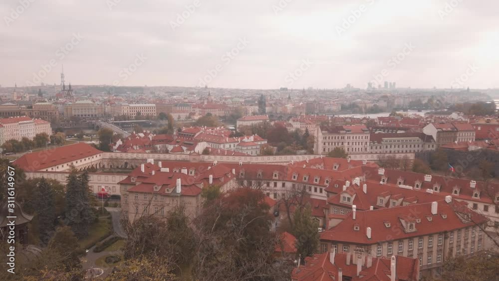 Cinematic aerial slow motion video of capital of Czech Republic Prague. Beautiful summer sunset cityscape of the biggest city of Czechia. Panorama of ancient medieval historic touristic town in Europe Cinematic aerial slow motion video of capital of Czech Republic Prague. Beautiful summer sunset cityscape of the biggest city of Czechia. Panorama of ancient medieval historic touristic town in Europe