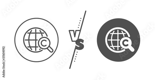 Copywriting sign. Versus concept. International Ð¡opyright line icon. World symbol. Line vs classic international Ð¡opyright icon. Vector