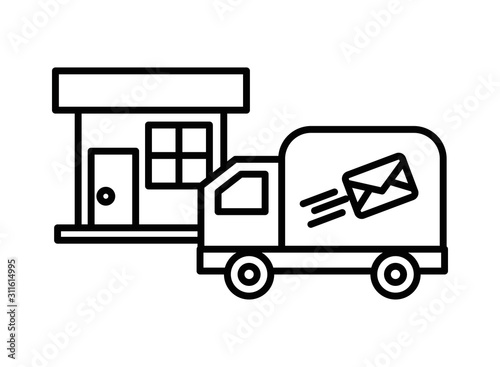 truck cart with envelope mail postal service