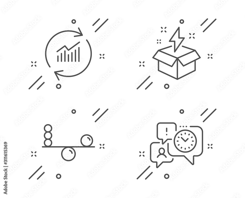 Balance, Update data and Creative idea line icons set. Time management sign. Concentration, Sales statistics, Lightning. Office chat. Education set. Line balance outline icon. Vector Balance, Update data and Creative idea line icons set. Time management sign. Concentration, Sales statistics, Lightning. Office chat. Education set. Line balance outline icon. Vector