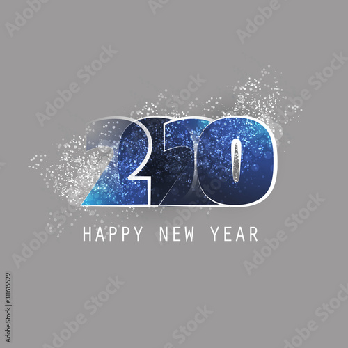 Blue and Grey New Year Card  Cover or Background Design Template With Snowflakes - 2020