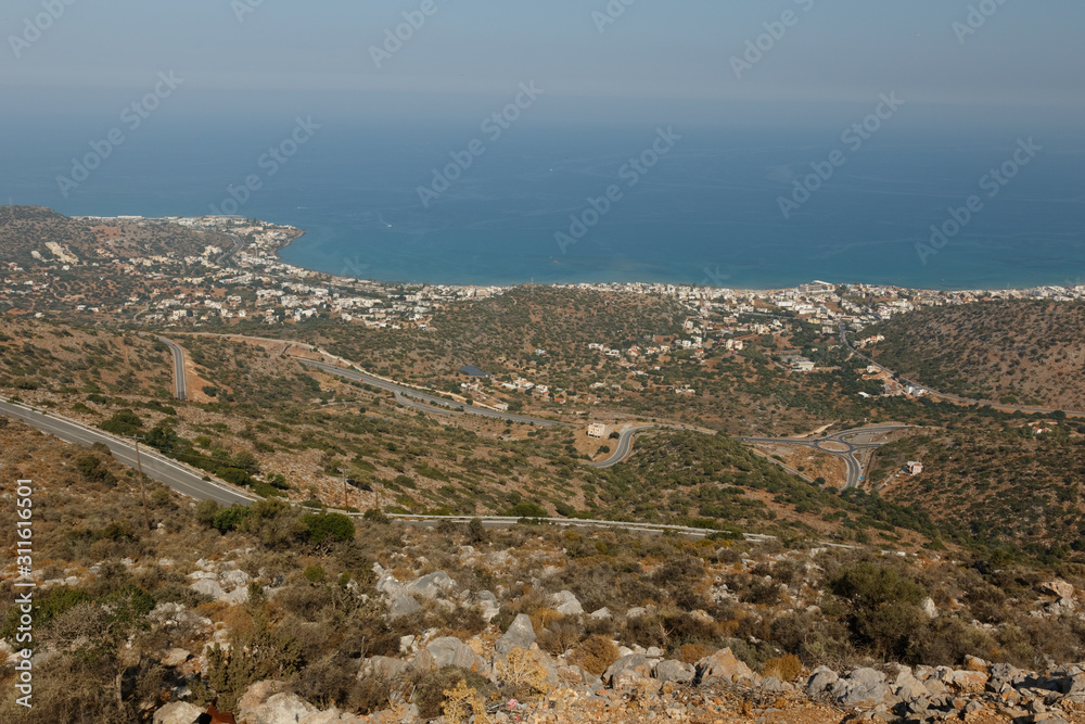 View of the sea and coast from the mountains.