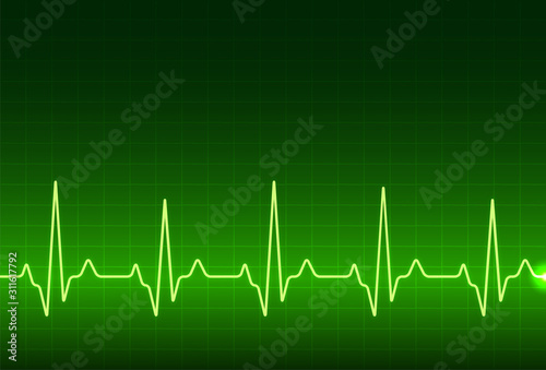 ECG heartbeat monitor, cardiogram heart pulse line wave. Electrocardiogram medical background
