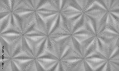 Abstract shiny metal background with circular brushed texture in silver colors