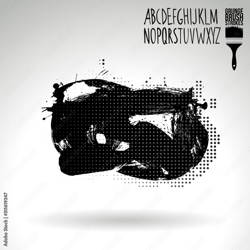 Obraz premium Black brush stroke and texture. Grunge vector abstract hand - painted element. Underline and border design.