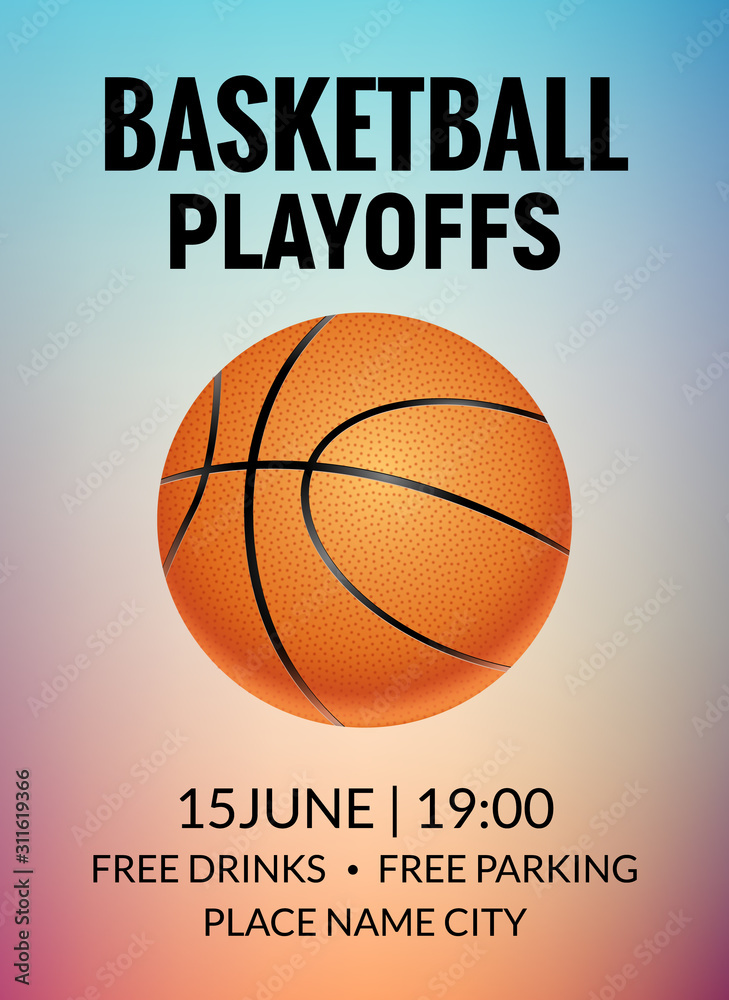 Basketball poster sport flyer. Vector basketball tournament league template background design