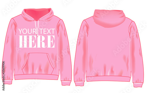 Pink hoodie isolated on white background