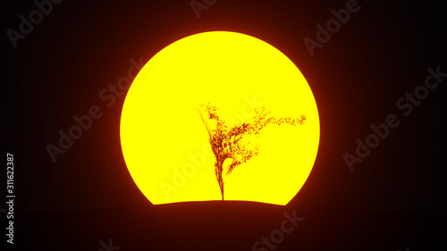 Silhouette of growing tree in a shape of a Human. Eco Concept. 3D rendering. © Evgen