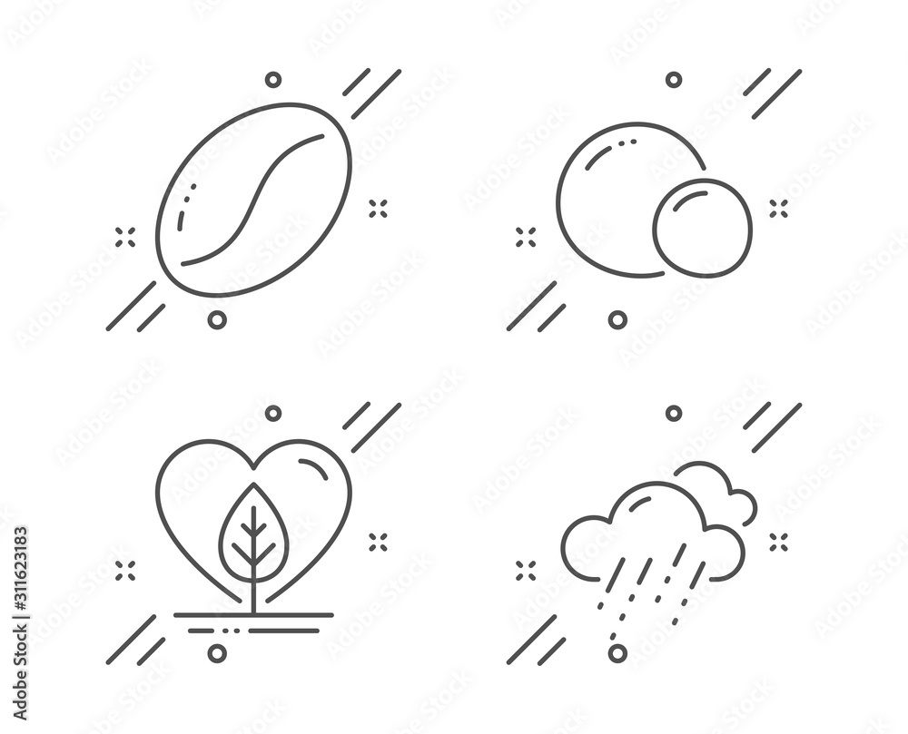 Coffee beans, Peas and Local grown line icons set. Rainy weather sign. Vegetarian seed, Organic tested, Rain. Nature set. Line coffee beans outline icon. Vector Coffee beans, Peas and Local grown line icons set. Rainy weather sign. Vegetarian seed, Organic tested, Rain. Nature set. Line coffee beans outline icon. Vector
