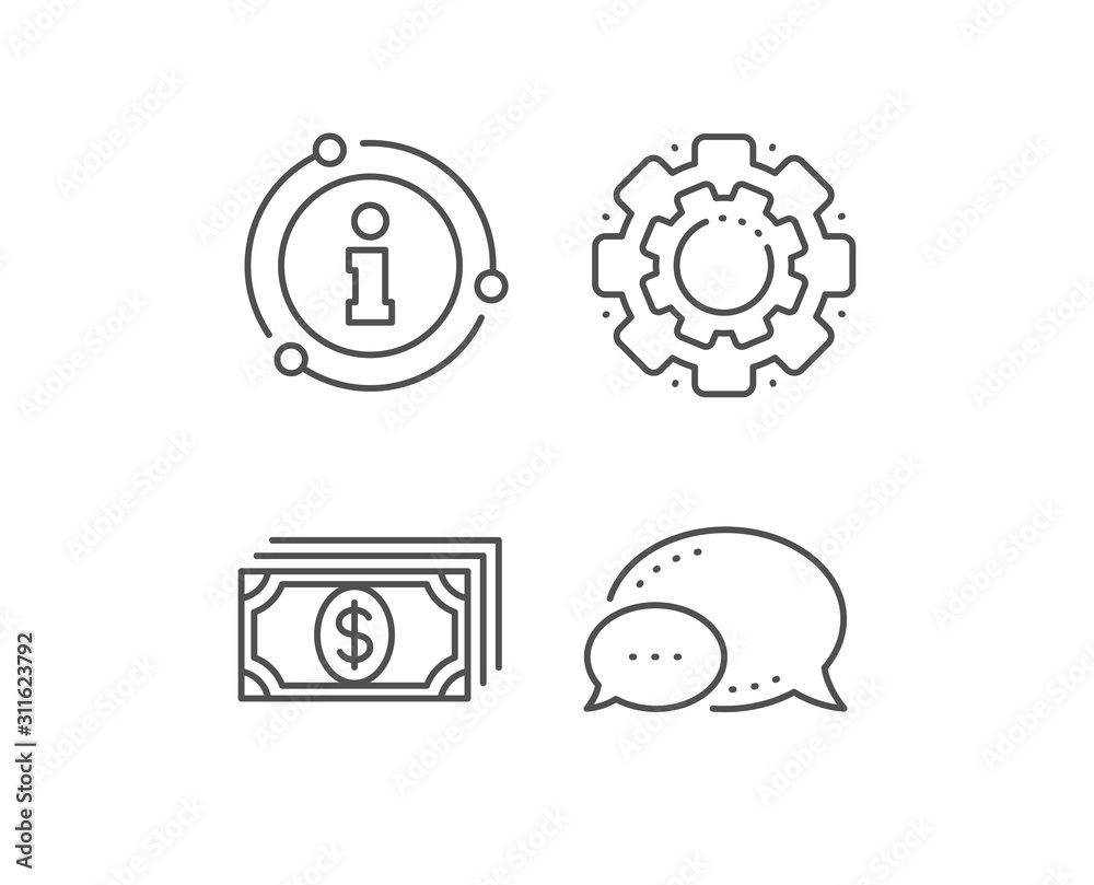Payment line icon. Chat bubble, info sign elements. Dollar exchange sign. Finance symbol. Linear payment outline icon. Information bubble. Vector Payment line icon. Chat bubble, info sign elements. Dollar exchange sign. Finance symbol. Linear payment outline icon. Information bubble. Vector