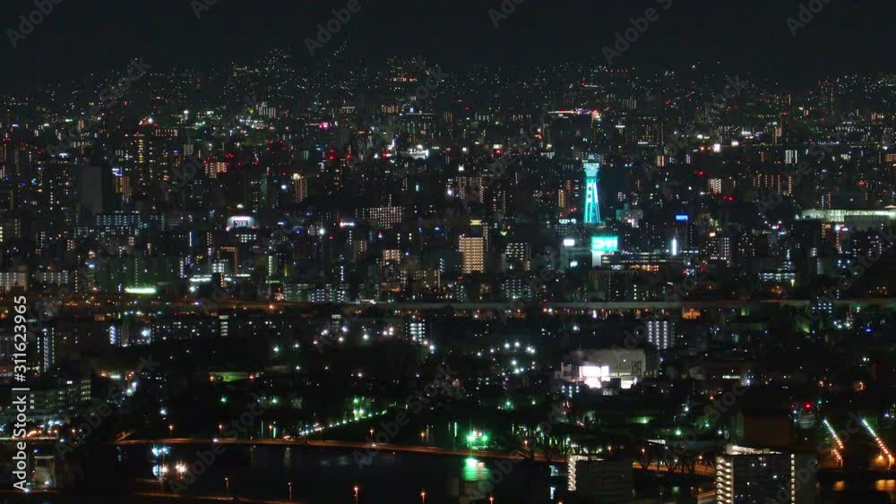 大阪咲洲庁舎展望台から眺める大阪の都市夜景 大阪咲洲庁舎展望台から眺める大阪の都市夜景