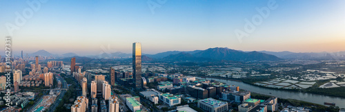an aerial panorama of futian free trade zone and downtown districts of shenzhen china photo