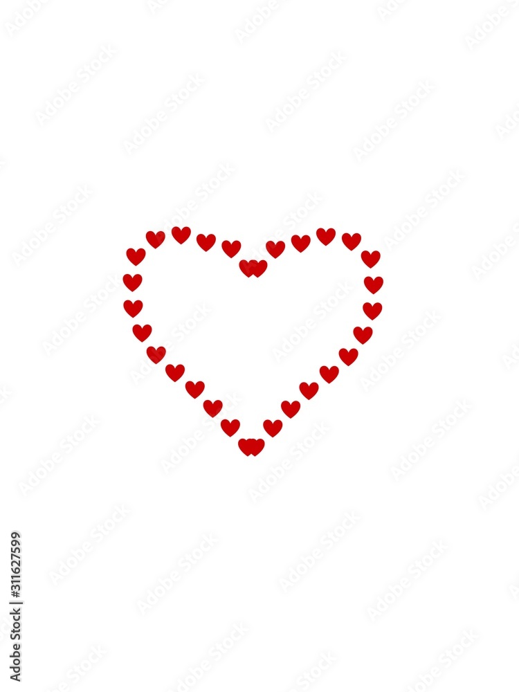 Red heart made of hearts isolated on white Red heart made of hearts isolated on white