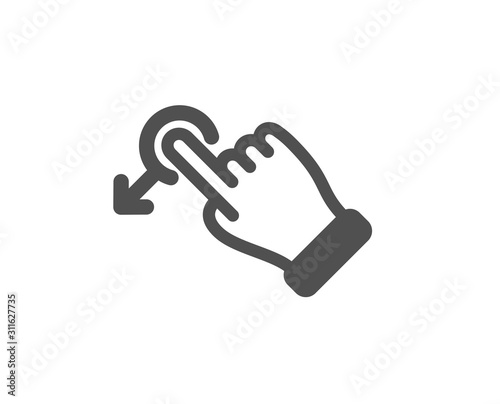 Slide arrow sign. Drag drop gesture icon. Swipe action symbol. Classic flat style. Simple drag drop icon. Vector