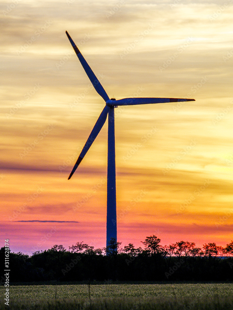 Windpark Parndorf, Windräder im Sonnenuntergang, Österreich, B Windpark Parndorf, Windräder im Sonnenuntergang, Österreich, B