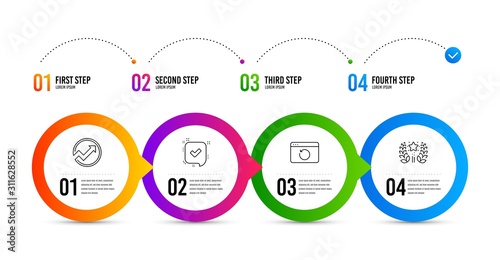 Confirmed, Audit and Recovery internet line icons set. Timeline infographic. Ranking sign. Accepted message, Arrow graph, Backup info. Laurel wreath. Education set. Confirmed icon. Vector