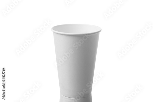 White paper cup isolated on a white background.