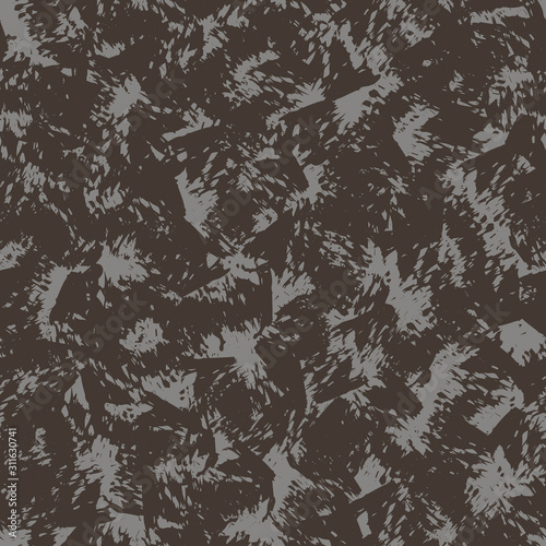 Seamless painterly worn vector texture pattern. Modern hand drawn scratch brush stroke marks shape. Repeating abstract background. Trendy masculine brown grunge textile. All over print swatch tile.