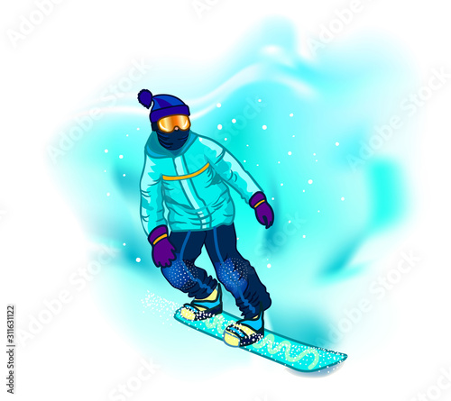 Snowboarder in action. Ski slope. Wall stickers	