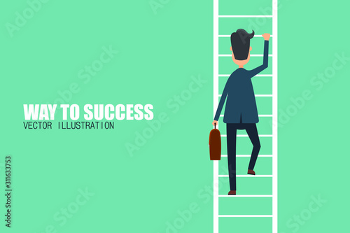 Way to success concept. Step by step. Vector illustration in flat design.