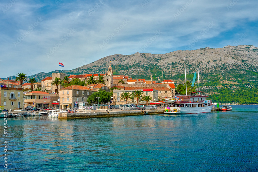 Croatia, island of Korcula view of the city of Korcula