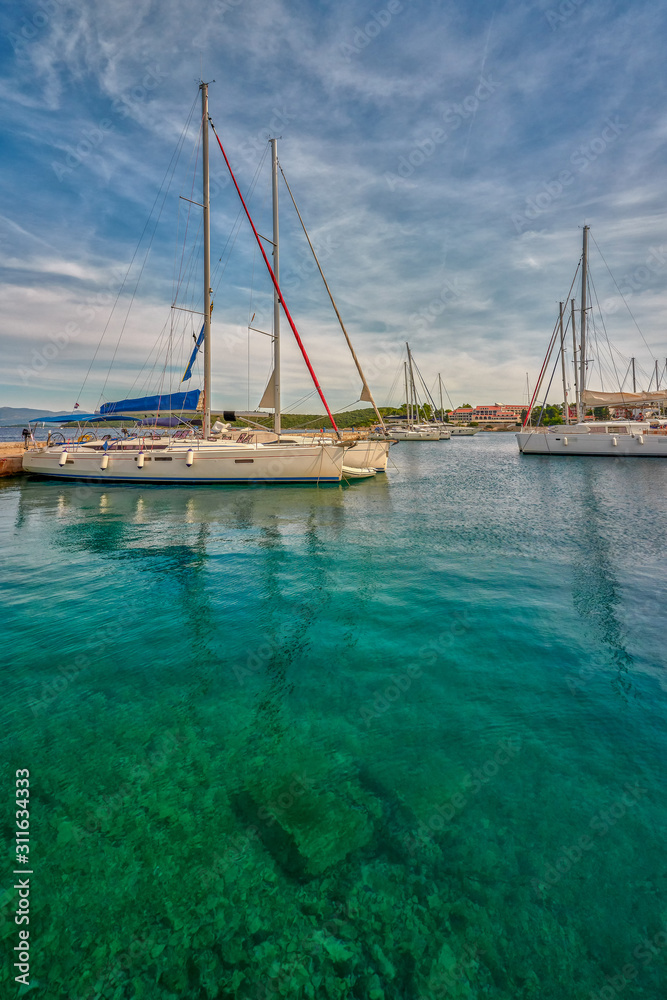 Croatia, island of Korcula view of the yacht marina