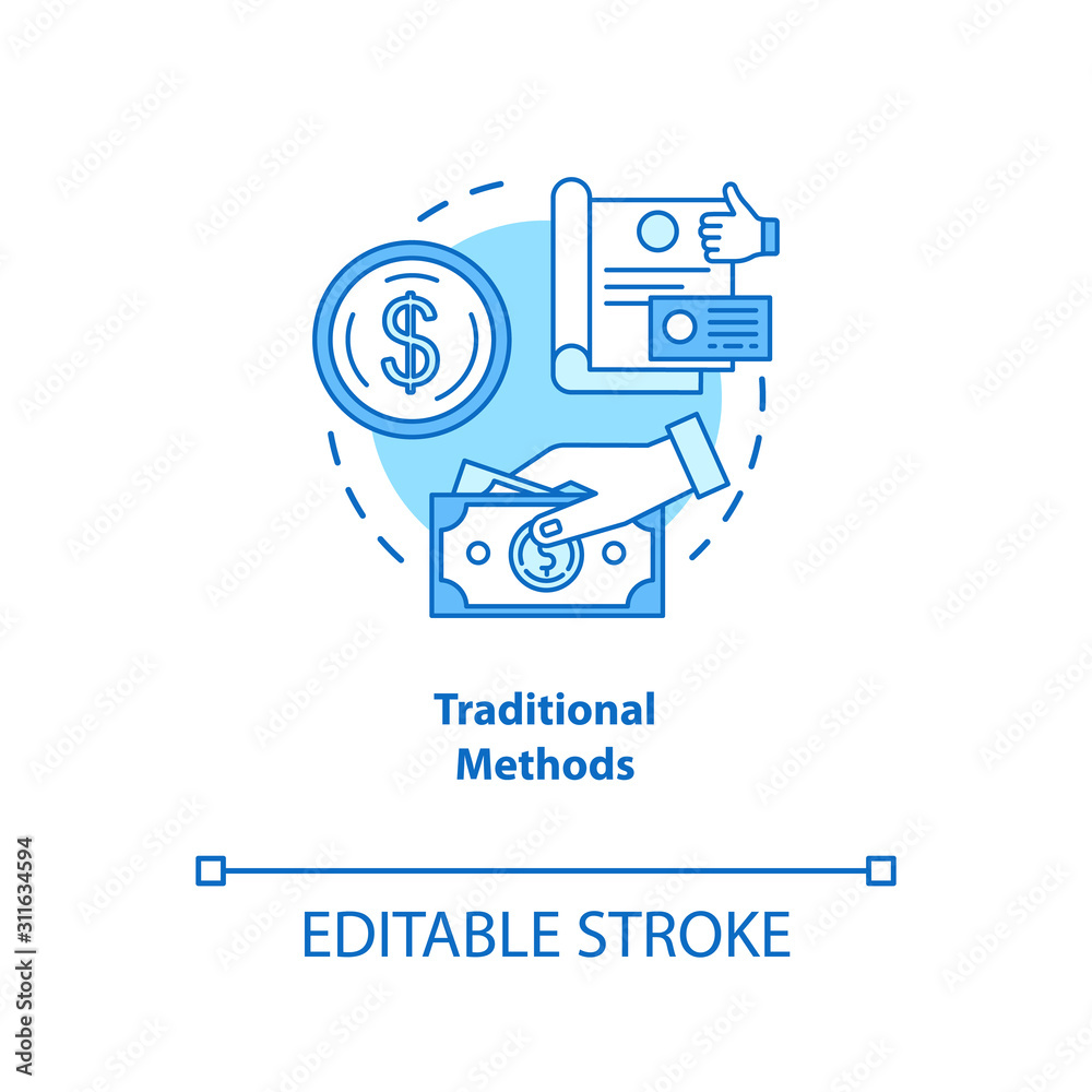 Traditional payment methods turquoise concept icon. Payment with physical money idea thin line illustration. Cash and coins. Cheque. Currency. Vector isolated outline drawing. Editable stroke